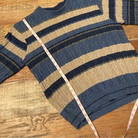 Vintage Bill Blass Sweater Large Grandpa Sweater stripes Blue cotton blend - Picture 7 of 9